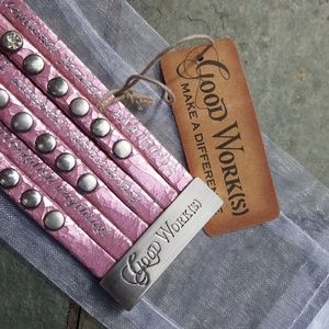 God Works Synthetic Leather Bracelet